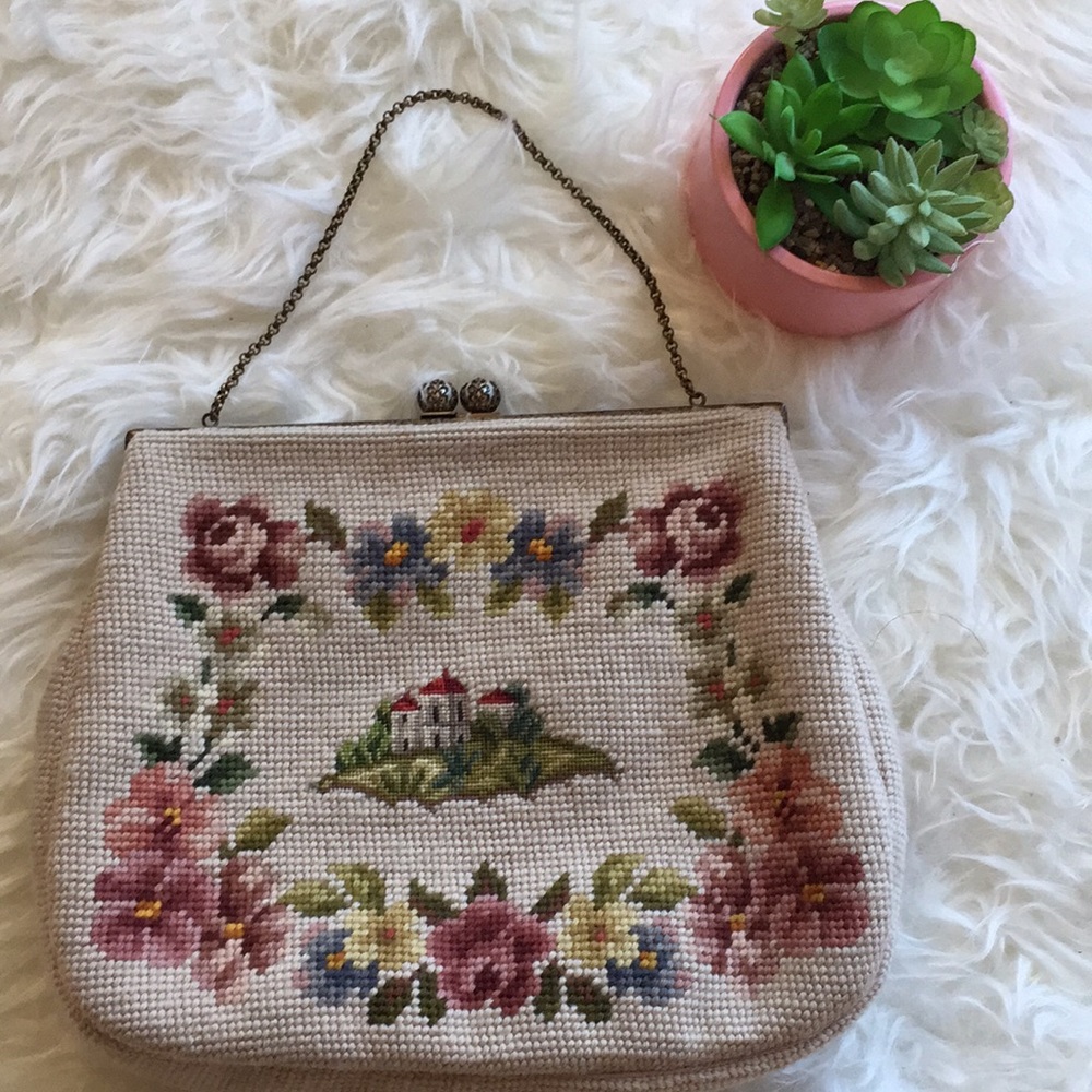 Unique Needlepoint Vintage Custom Made Bag - image 2